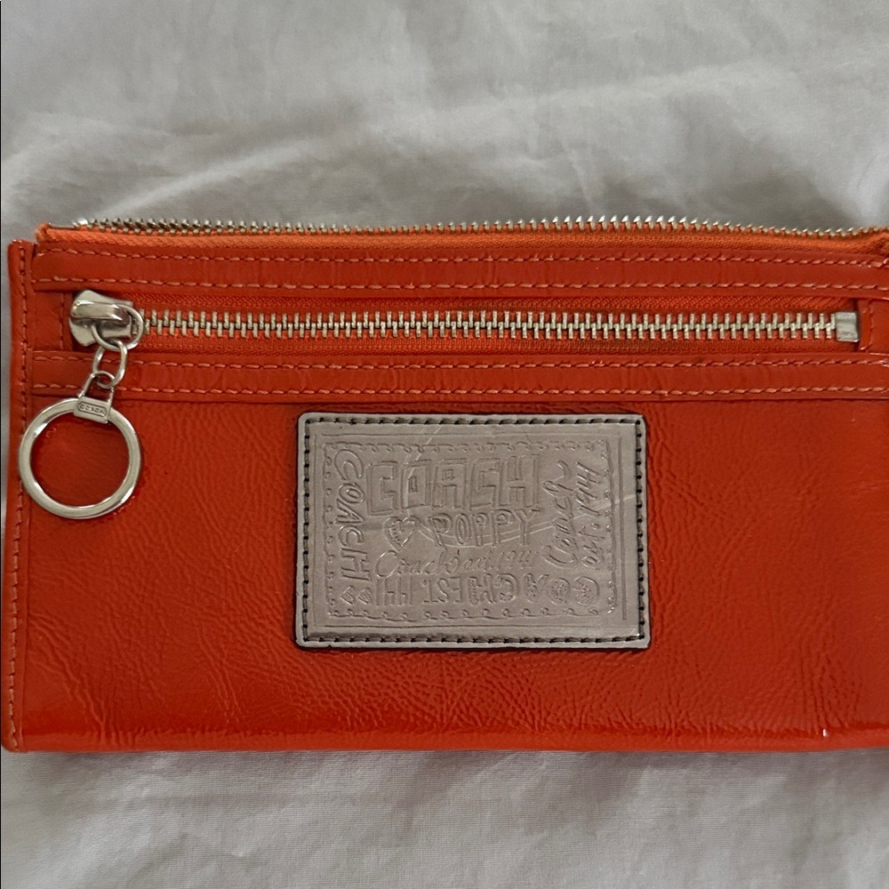 Coach Vibrant Orange Leather Wallet